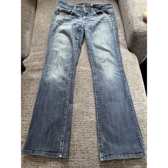 American Eagle  Women’s  Stretch Mid Rise Denim Jeans Original Boot Sz 8 Reg - Picture 1 of 10